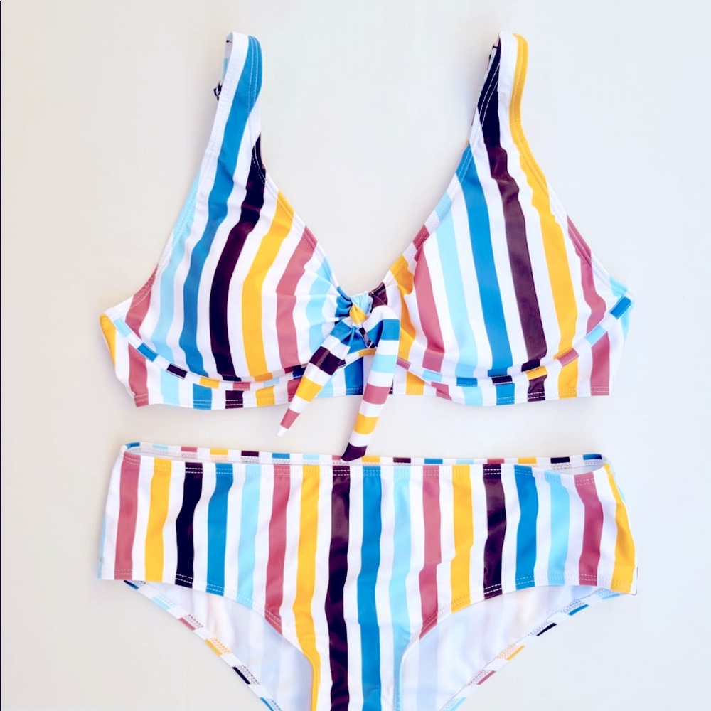 Women's Two Piece Striped Bikini Size Large